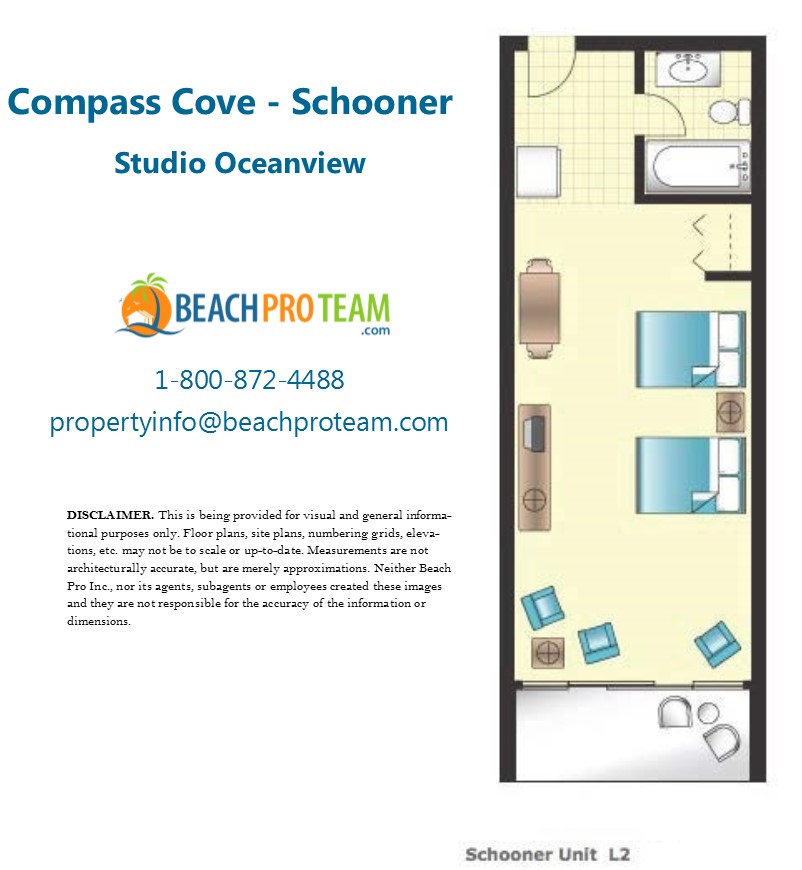Compass Cove Schooner Floor Plan L2 - Studio Ocean View